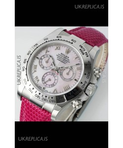 Rolex Daytona 116519 Stainless Steel Pink Pearl Leather Strap Super Clone Watch