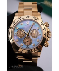 Rolex Daytona 116508 Yellow Gold Mother of Pearl FREE SPRUNG Super Clone Watch 