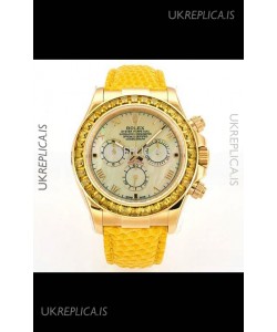 Rolex Daytona 116568 Yellow Gold 4801 Movement Sapphires Yellow Dial Super Clone Watch 