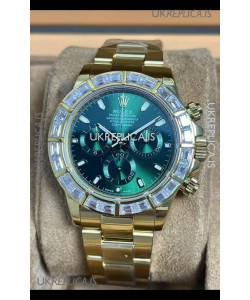 Rolex Daytona 116568 Yellow Gold Green Dial Super Clone Watch 