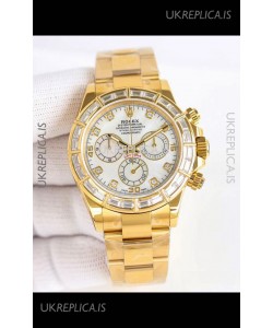 Rolex Daytona 116519 Yellow Gold White Pearl Dial Super Clone Watch 