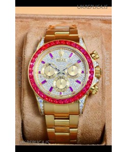 Rolex Daytona 116568 Rose Gold Moissanites Paved Dial Super Clone Watch 
