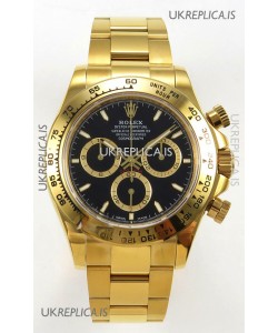 Rolex Daytona 126508 Yellow Gold Black Dial FREE SPRUNG MVMT Super Clone Watch 