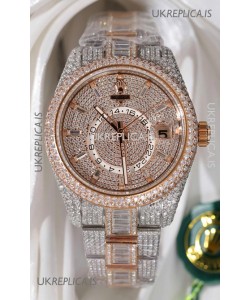 Rolex Sky-Dweller REF #m336934 Rose Gold moissanite Iced Out Swiss Replica Watch 