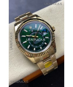 Rolex Sky-Dweller REF# 336238 Green Dial Oyster Yellow Gold Super Clone Watch 