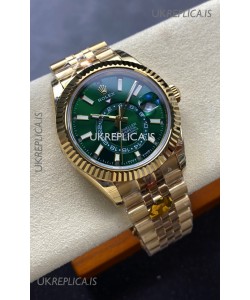 Rolex Sky-Dweller REF# 336238 Green Dial Jubilee Yellow Gold Super Clone Watch 