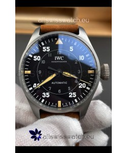IWC Super Clone Spitfire Black Dial Titanium Swiss Replica Watch 