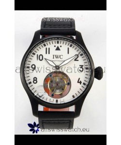 IWC Super Clone Portugese Hand-Wound Genuine Tourbillon White Dial PVD Casing Watch