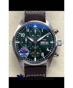 IWC Super Clone Pilot Chronograph Edition Green Dial Leather Swiss Replica Watch 