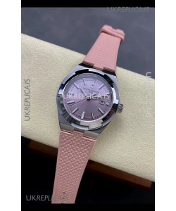 Vacheron Constantin Overseas 35MM Pink Dial Rubber Strap Super Clone Watch 