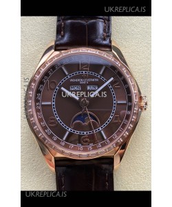 Vacheron Constantin Fiftysix Moonphase Brown Dial Rose Gold Swiss Replica Watch 
