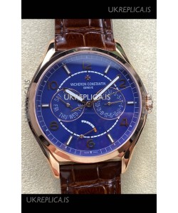 Vacheron Constantin Fiftysix Day-Date Rose Gold Blue Dial Swiss Replica Watch 
